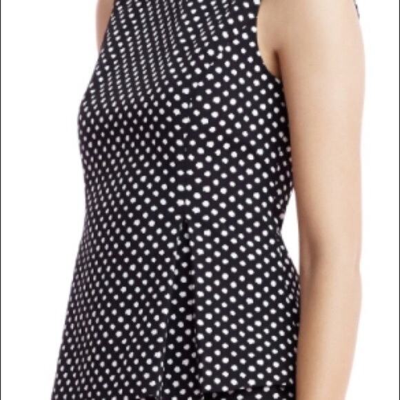 Diane Von Furstenberg DVF Mallorie Peplum Sleeveless Top 8 Black Polka Dot Shirt - Picture 3 of 11